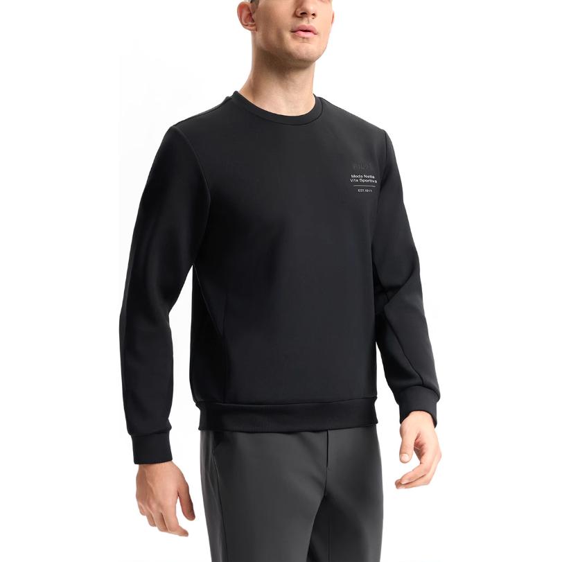 FILA Fitness Sports Simple Knitted Long Sleeve Sweatshirt Men sweatshirt Deep-Black A11M511218F-BK