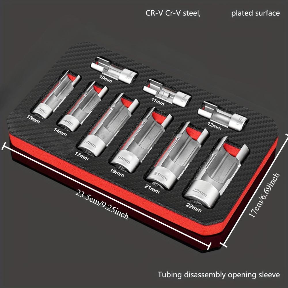 9 Pcs Steel Automotive O2 Oxygen Sensors Socket Offset Wrench Remover Tool, Internal Hex Head, with Thread Chasers Tool 10-22mm, for Various Models