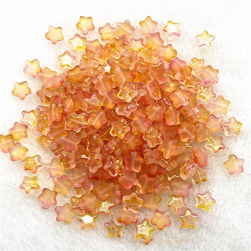 Colorful 30pcs 8mm Mini Polychrome Cute Gradient Five-pointed Star Glass Beads Loose Spacer Beads Jewelry Making DIY Handmade