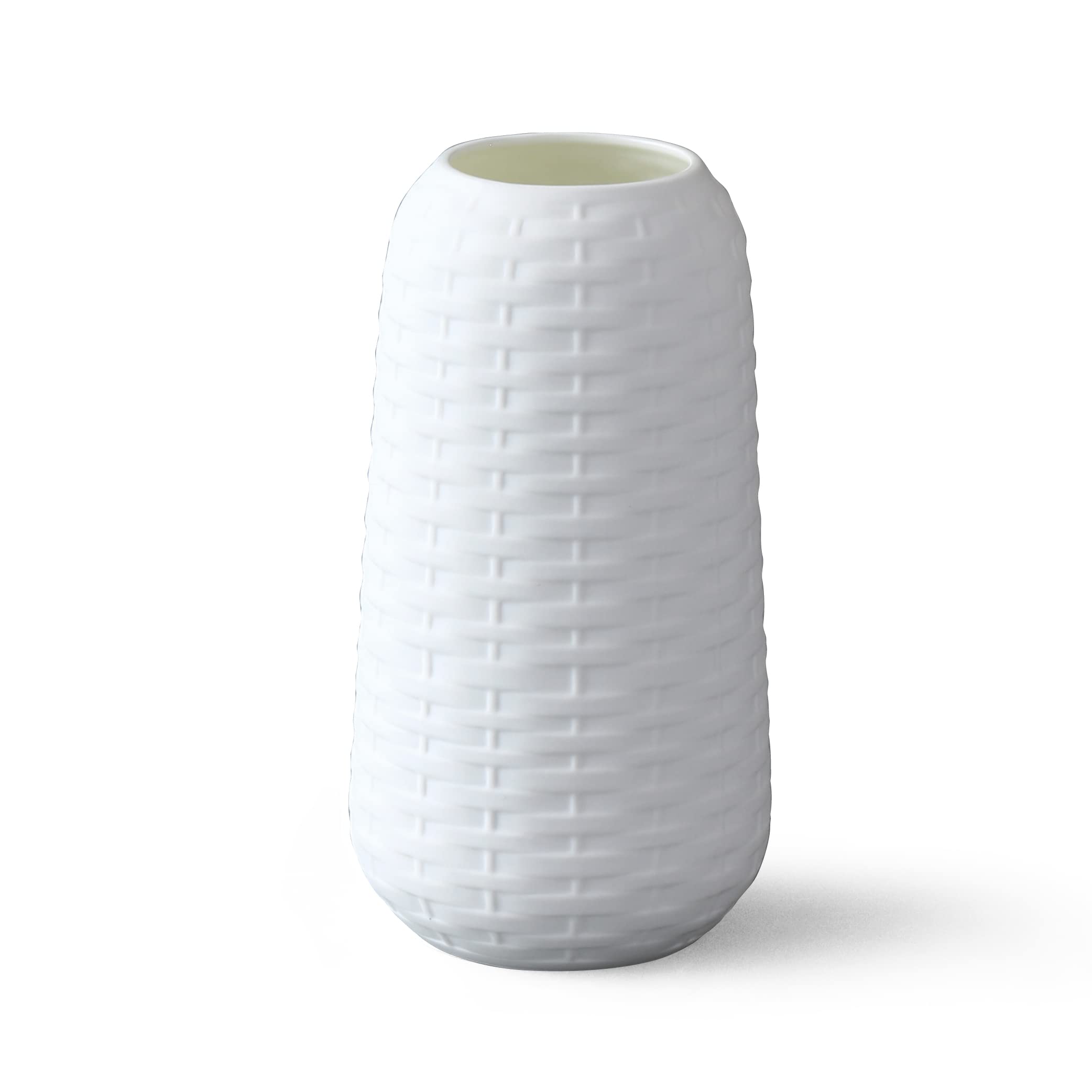 

NARUMI Kagome Vase, 18cm, White, Simple, Modern, Natural, Matte Texture, Flower Base, Wedding Gift, Gift Boxed, 58109-9970