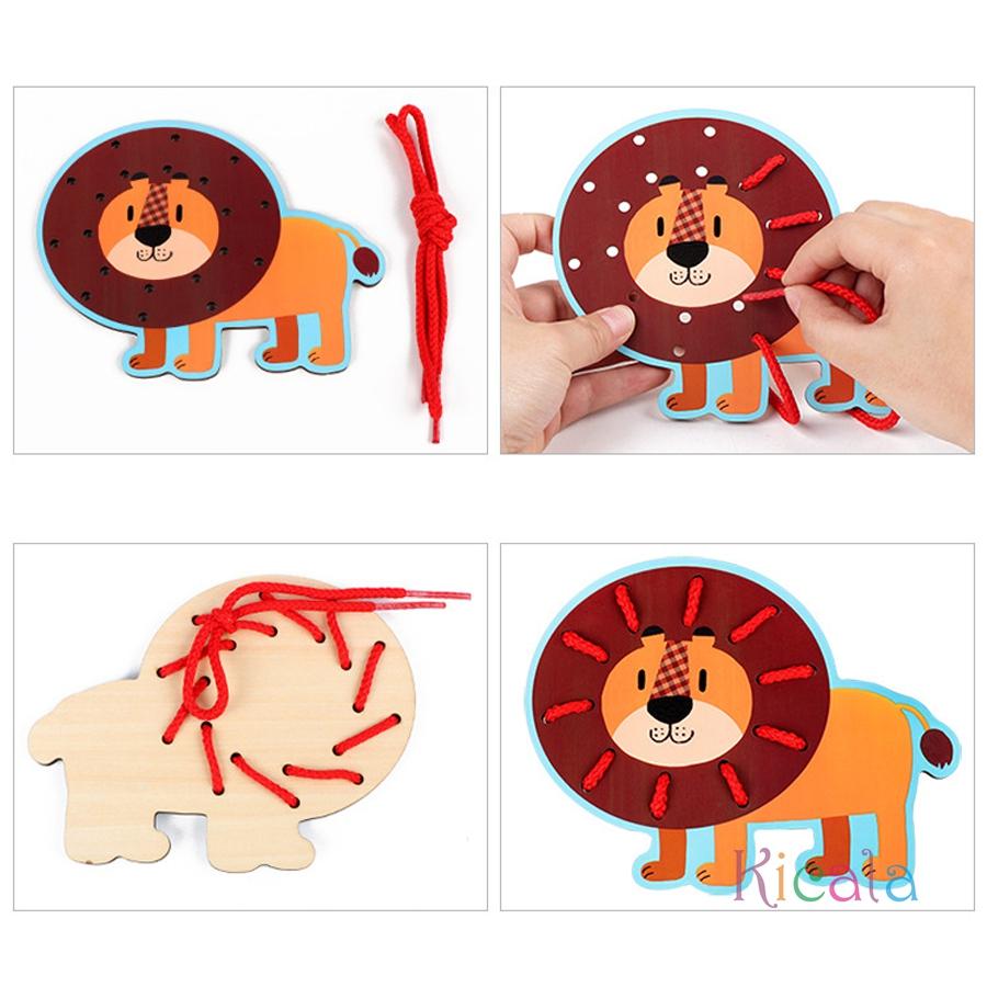 Holz Schnürspielzeug Montessori Sensorikspielzeug Nähkarten Schnürspiel für Kinder Vorschullernaktivität Feinmotorik