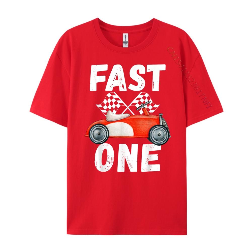 One Year Race Car 1st Birthday Fast One This Little Racer Mens Clothing 2025 Cheap Big Size Tee Shirt