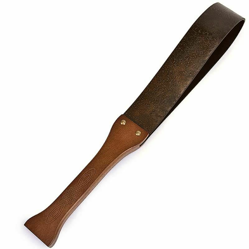 Bronze Leather Spanking Paddle Real Handle Impact Toy Paddles
