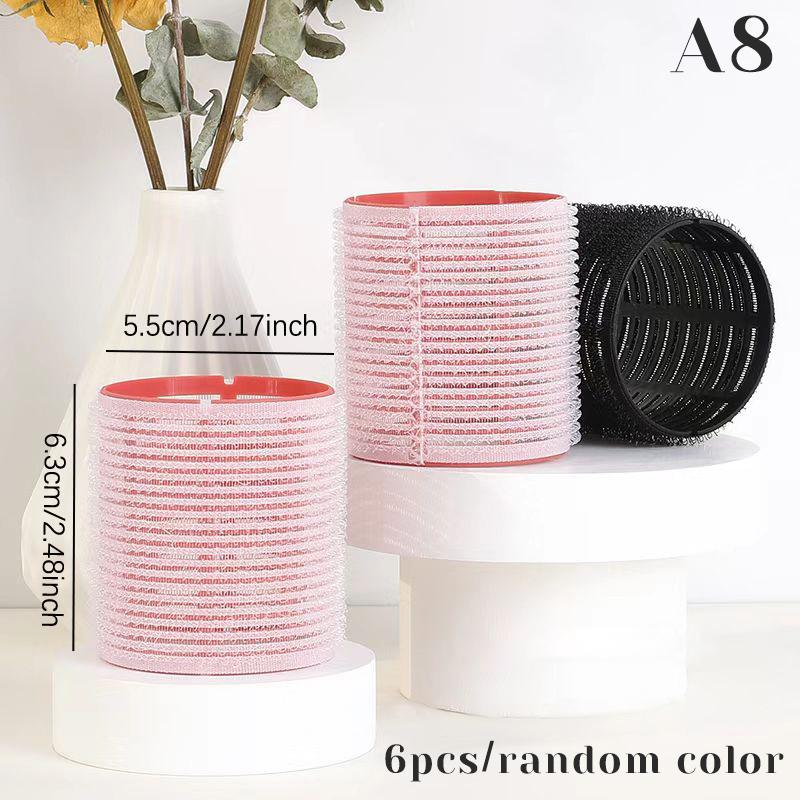6Pcs Hair Roller Set Self Grip Heatless Hair Curler Different Size No Heat Self-adhesive Curling Hairdressing Styling Tool