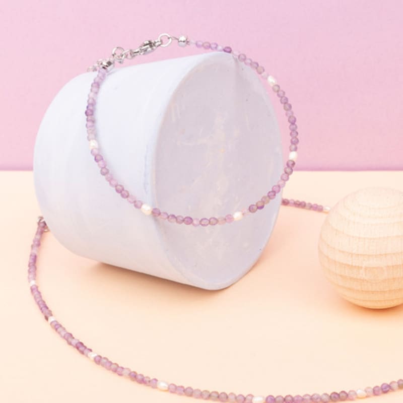 AUGUST ALICE Flower Rice Amethyst Pearl Bracelet