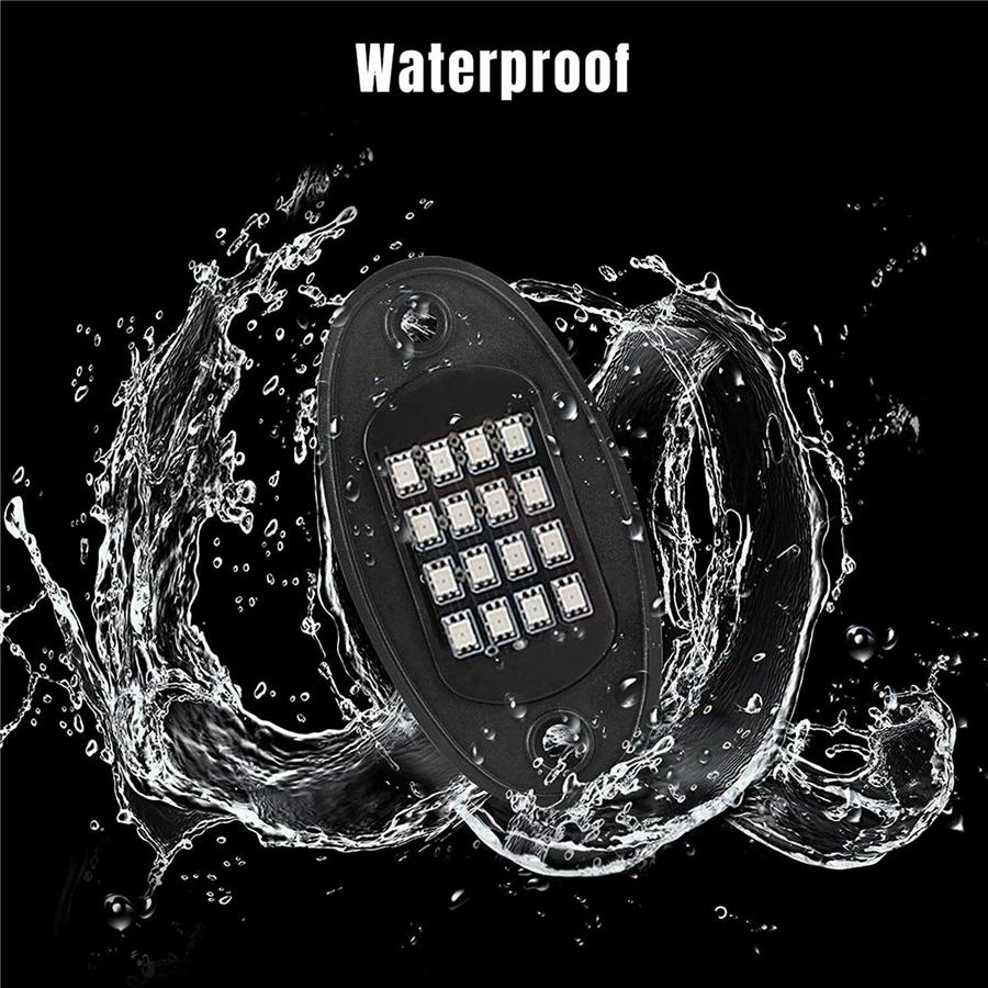 8 Pcs Car RGB LED Rock Light Kit, Bluetooth APP Dual Remote Control Neon Atmosphere Lamp