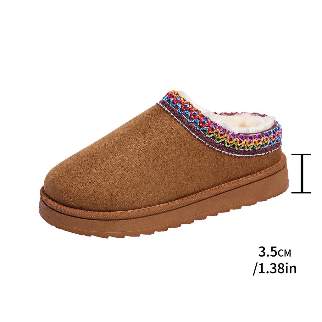 Winter 2024 new velvet thick-soled one-pedal snow cotton shoes casual large-size women's shoes