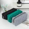 Quilted Geometric Pattern Large-capacity Student Stationery Bag Pencil Case Solid Color Stationery Simple Storage Bag Stationery Box New