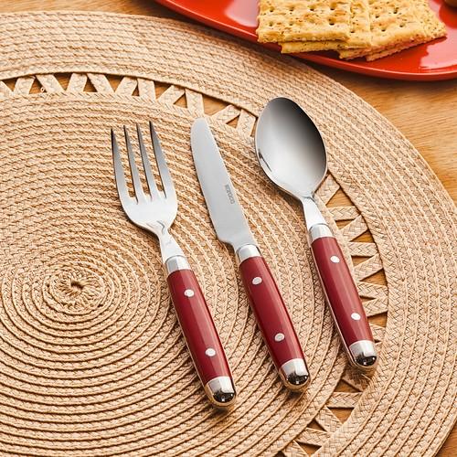 

Karaca Alina Набор десертных вилок, ложек, ножей, 18 предметов, на 6 персон, красный