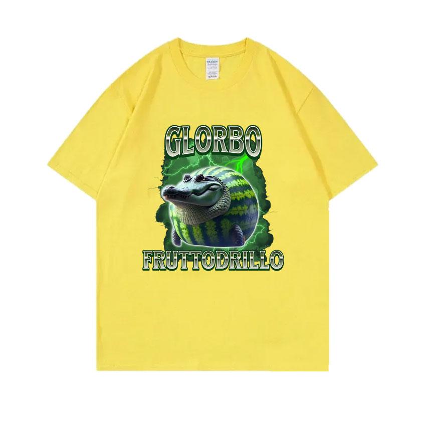 Italian Brainrot Glorbo Fruttodrillo T Shirts Watermelon Crocodile Funny Meme T-shirt Summer Men Women Fashion Oversized Tops