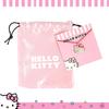Hello Kitty Sanrio Pave Crystal Pendant Necklace for Women, Officially Licensed, 16-inch + 3-inch Glitter Necklace, Enamel Plated, Gold Plated,