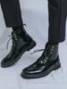 Fashion Winter New Fashion Leather Boots Lace Up Ankle Boots Pointed Toe Casual Motorcycle Boots Luxury Designer Brogues Shoes