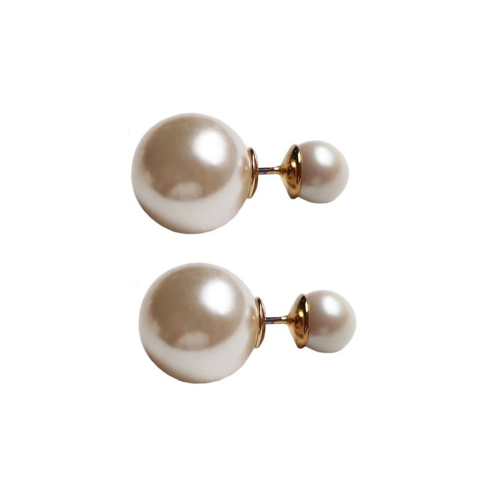 

Made in double pearl earrings with back catch 6mm [Melody Accessories] Japan, (PI-N12)
