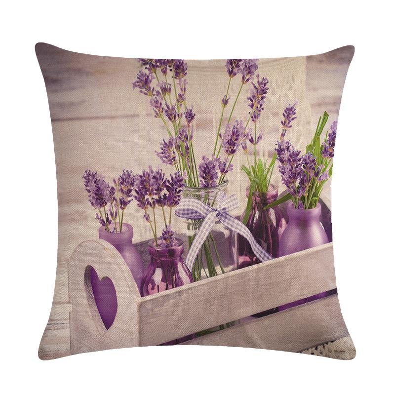 Purple Landscape Lavender Collection Digital Printing Short Plush Pillow Covers For Car Sofa Office Cushion Cover Home Goods