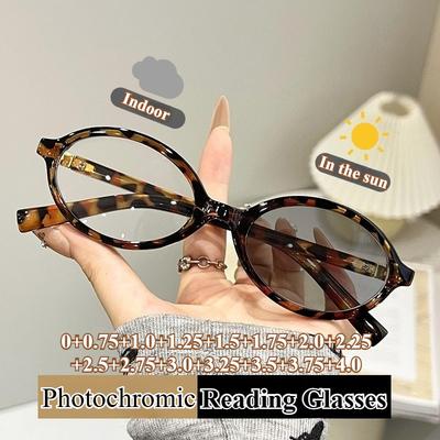 Lunettes de lecture photochromiques à monture ovale rétro pour femmes, lunettes à dioptrie positive, lunettes de soleil de mode anti-lumière bleue sur ordonnance