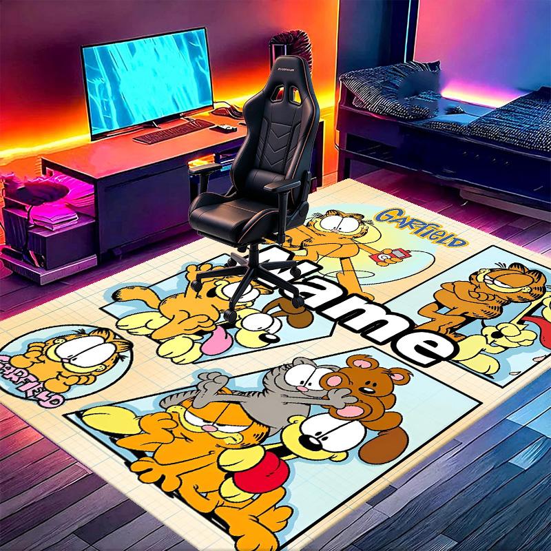 Custom Name Personalized Garfield Print Carpet, Versatile Home Decor Rug, for Playroom, Apartment, Balcony, Entryway, Hallway Gift