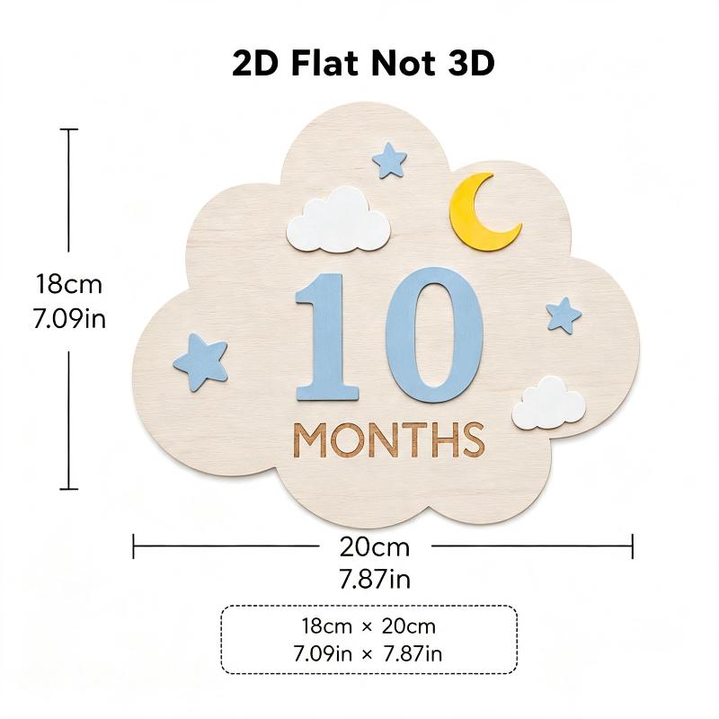 Natural Wooden Baby Monthly Milestone Marker Set Cloud Shape Number Cards for Newborn Keepsake Photography Baby Shower Gift