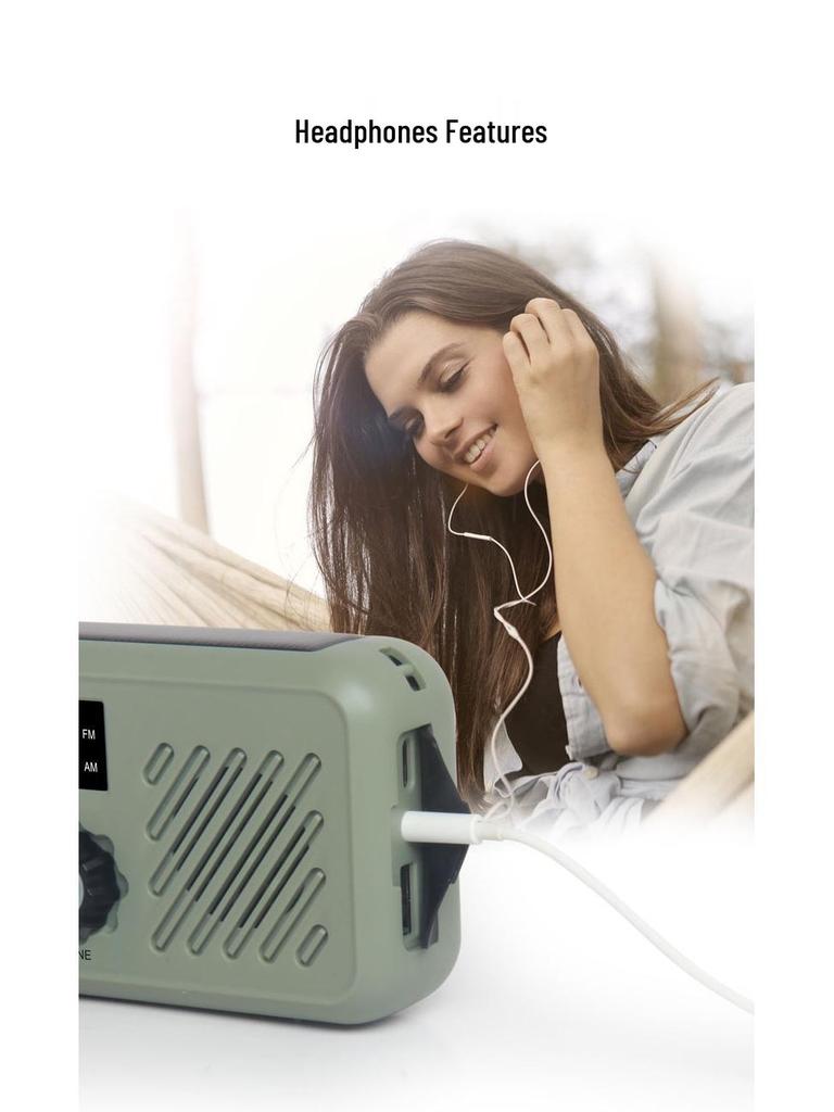 All-Hazard Solar-Powered Hand-Crank Emergency Radio & Flashlight with Dual-Channel Stereo