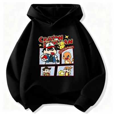 Crayon Shin-chan Barnhuvtröjor, Kläder för pojkar och flickor, Varma och mångsidiga barnhuvtröjor för höst och vinter