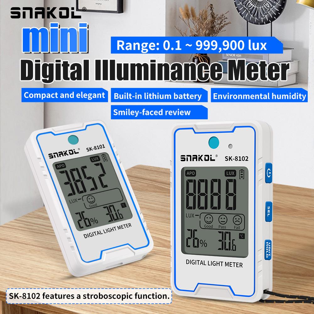 SNAKOL SK-8100/8101/8102 Mini Digital Lux Meter with Temperature and Humidity Monitoring Type-C Charging Portable Lux Meter