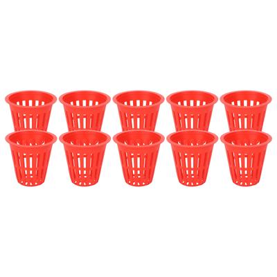 10PCS Planting Basket Hydroponic Cultivation Basket Plastic Plant Mesh Cup for Balcony GardenRed