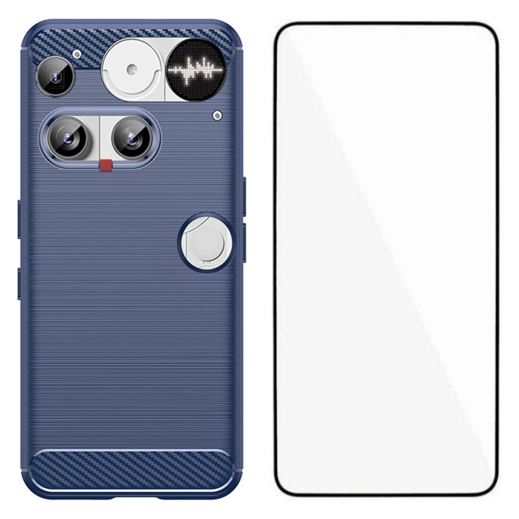 For Nothing Phone (3) 5G Case with Tempered Glass WANLONFENG LS Series Brushed Texture TPU Phone Cover