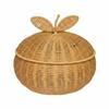 Orange Basket with Lid Woven Fruit Container Easy to Clean for Coffee Table