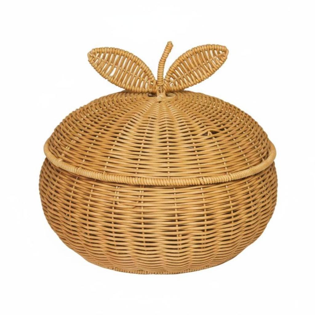 Orange Basket with Lid Woven Fruit Container Easy to Clean for Coffee Table