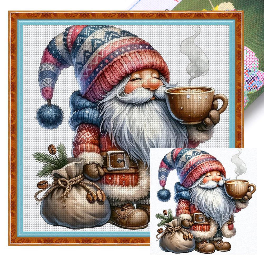 Full Embroidery Eco-cotton Thread 11CT Printed Coffee Gnome Cross Stitch Kit Art