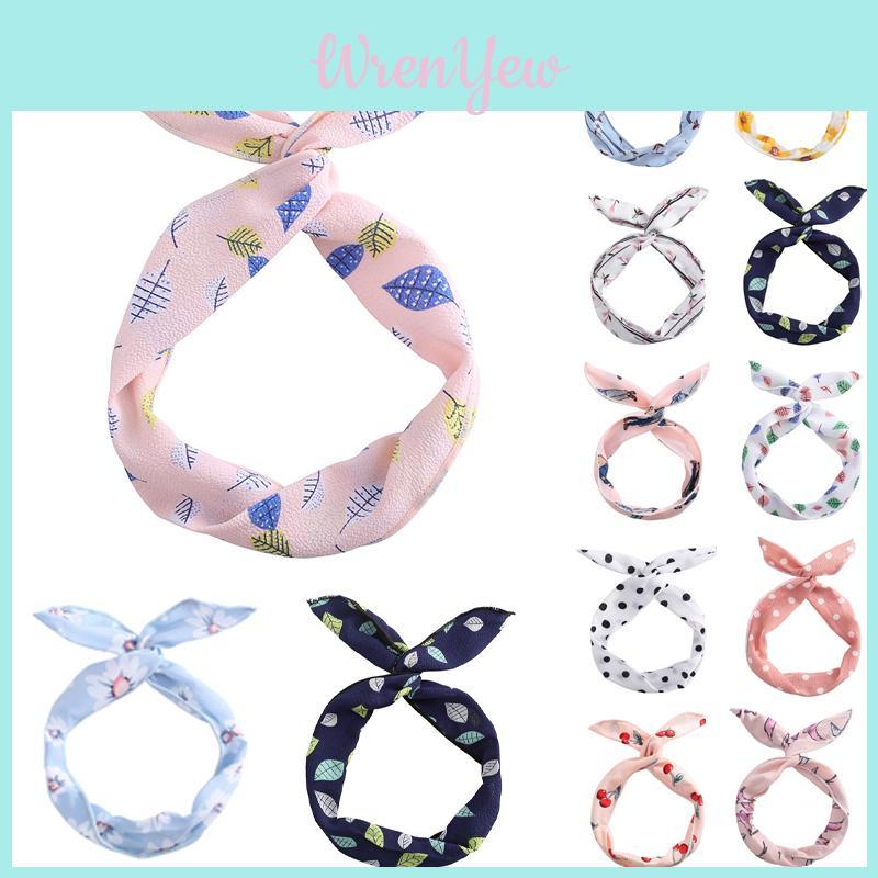 Floral Rabbit Ears Knotted Wire Hair Bands For Women With Elegant Metal Wire Scarf Design