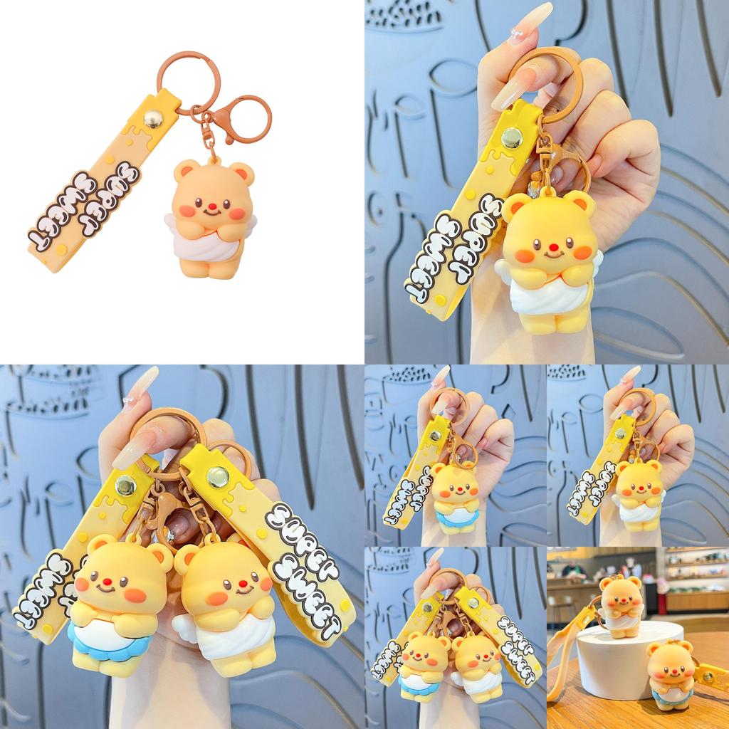 Cute Cartoon Angel And Apron Butter Bear Doll Pendant Keychain For Party Decorations And Travel Souvenirs