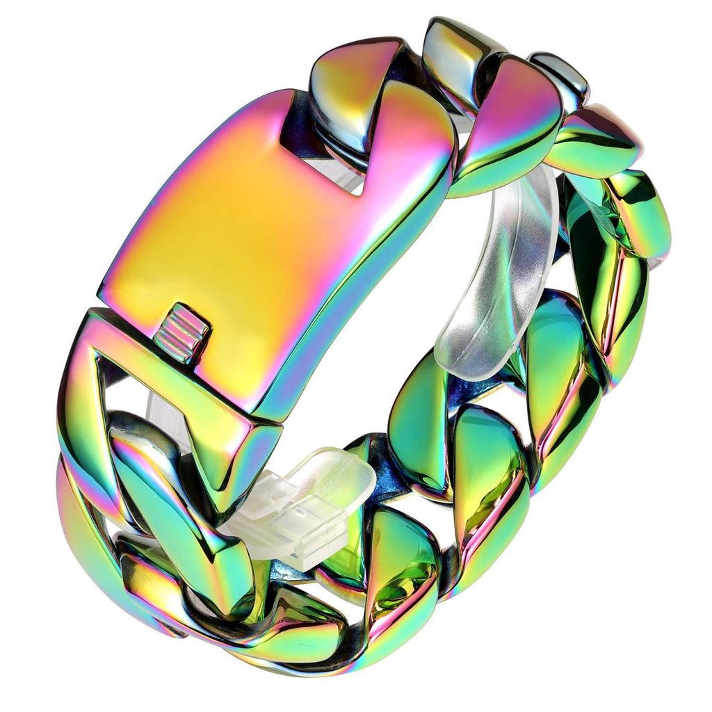 European & American Hot-Selling 32mm Thick Cuban Chain Bracelet Set - Bold Gold Titanium Steel Design