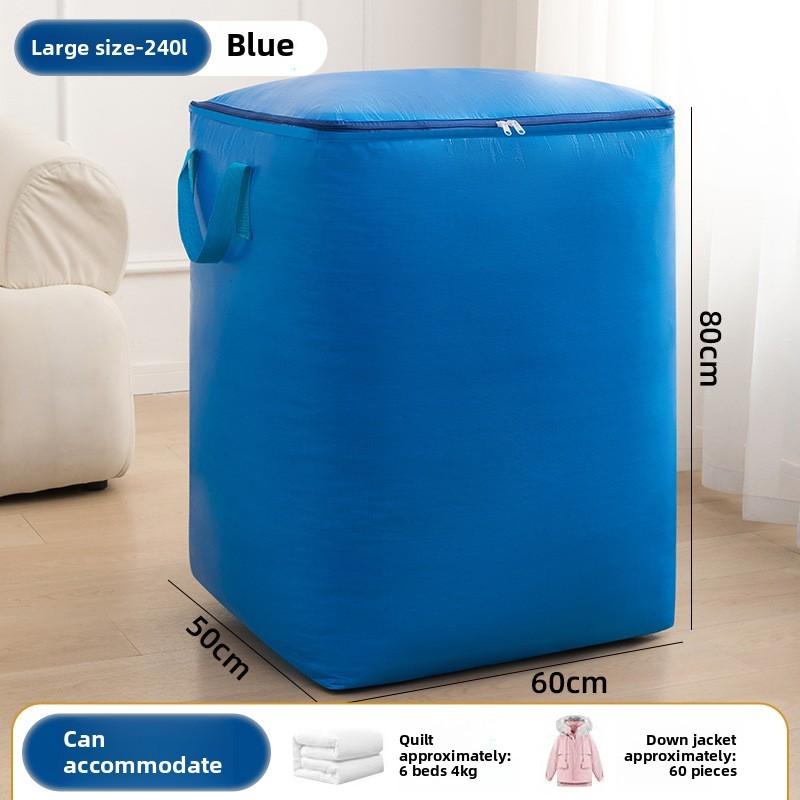 

Large Capacity Foldable Storage Bag Blankets Clothes Waterproof Wear Resistant 240L синий