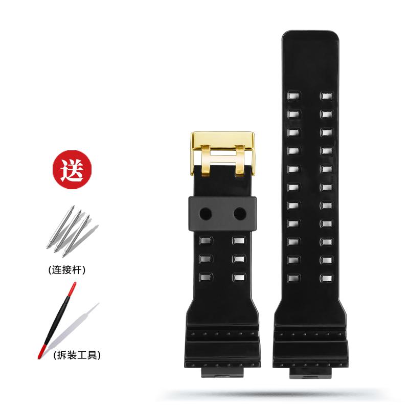 16mm Harz-Silikon-Armband für Casio G-Shock GA-100/110/120 GA400/700 GD-100/110 G-8900 GLS-100 Herren Damen Schwarz Gold Uhrenarmband