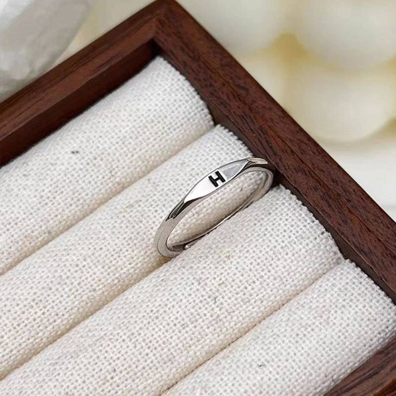 Aesthetic Wedding Tiny Initial Letter Rings Jewelry Gift Women Fashion Letter Finger Gift Stainless Steel Ring