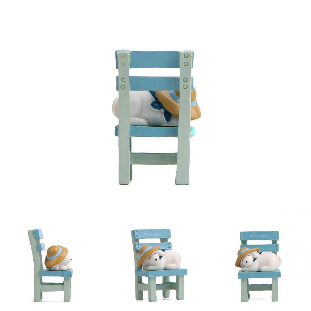 Resin Ornament Dog Lies On The Stool For Garden Decoration And Gift Exchanges