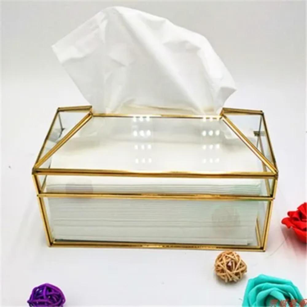

Стеклянная золотая большая коробка для салфеток, коробка для бумажных полотенец, коробка для рисовальной бумаги, европейская креативная бумага для салфеток, декор для чайного столика в гостиной
