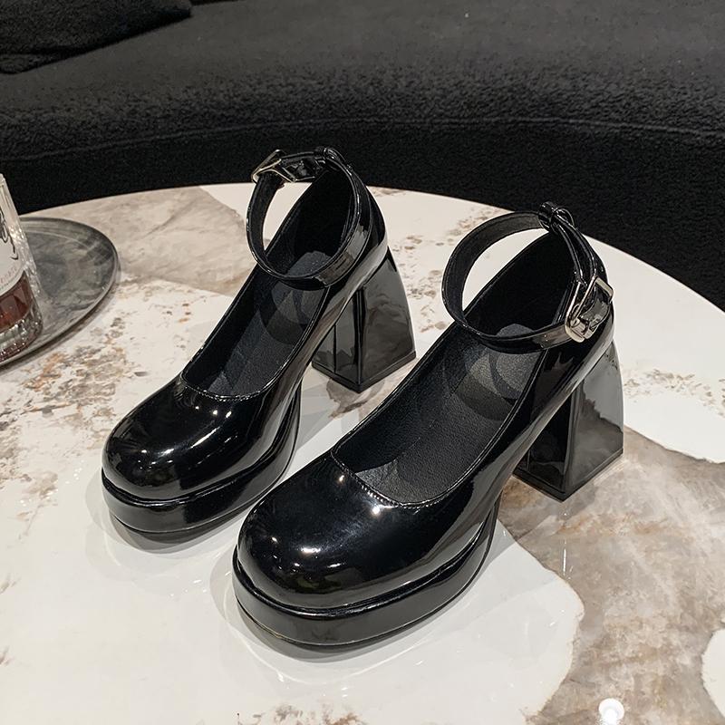 Fashion Spring New Coarse Heel Shoes Women Fashion Round Head Shallow Mouth with Thick Sole Anti-slip Wear-resistant High Heels