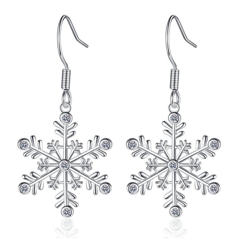 

Elegant Snowflake Pendant Christmas Earrings - Niche Design, Fashionable & Versatile for Women белый/алмаз