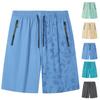 Men's Elastic Waist Casual Shorts with Drawstring and Zipper Pockets Relaxed Fit Lightweight Summer Beach Style Printed Design