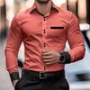 Pocket Stitching Men Long Sleeve Casual Shirt Spring Autumn Men Clothes Lapel Shirt Tops