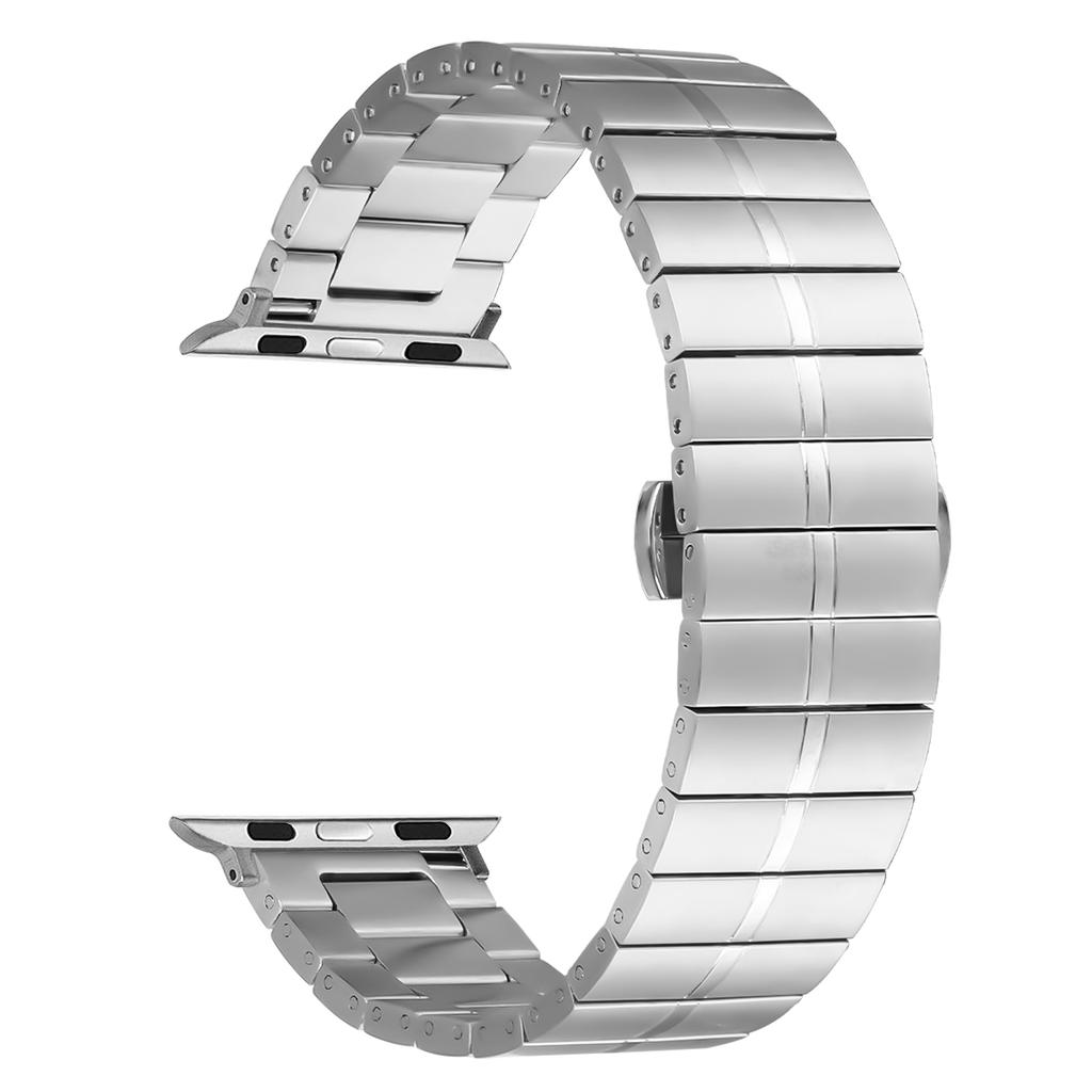 For Apple Watch 10 46mm/Ultra 2/Ultra 49mm/9 8 7 45mm/SE (2023) SE (2022) SE 6 5 4 44mm/3 2 1 42mm Silver Stainless Steel Band