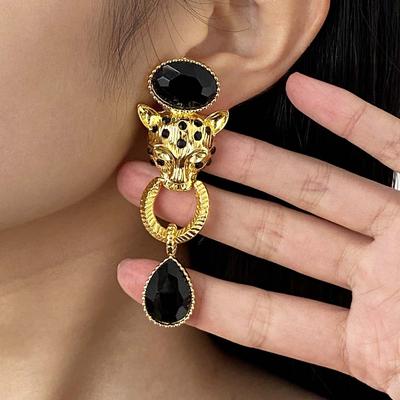 Vintage Panther Head Hoop Earrings