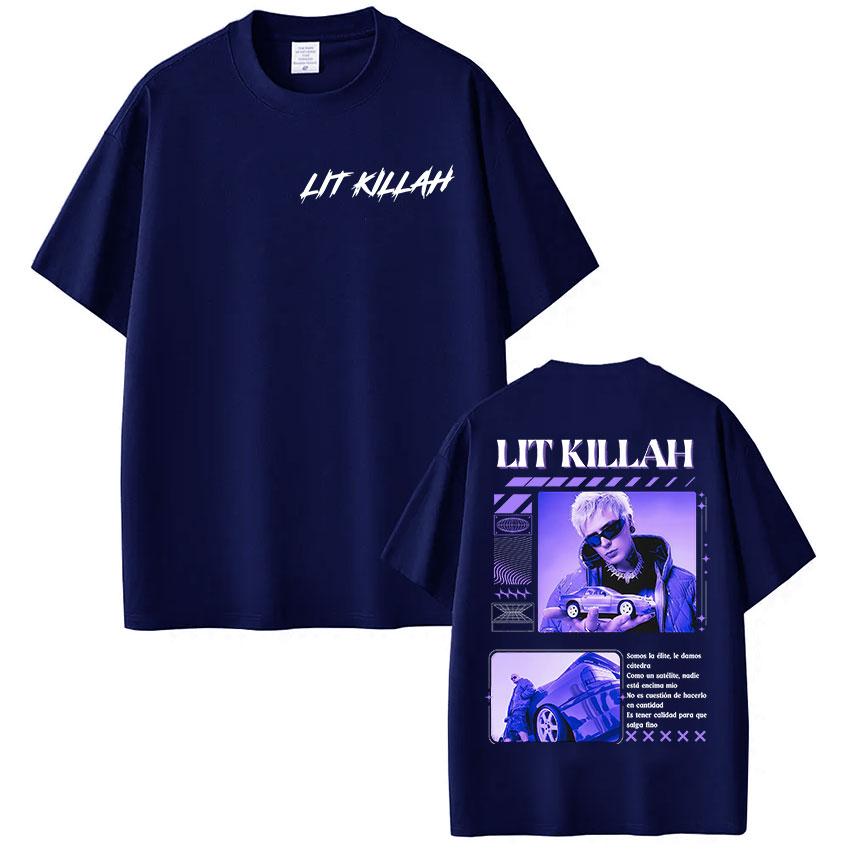 Rap Singer Lit Killah Album Tshirt Tour Merch Oversized Short Sleeved Tshirt Mens Hiphop Gothic Punk Tshirt Street Wear
