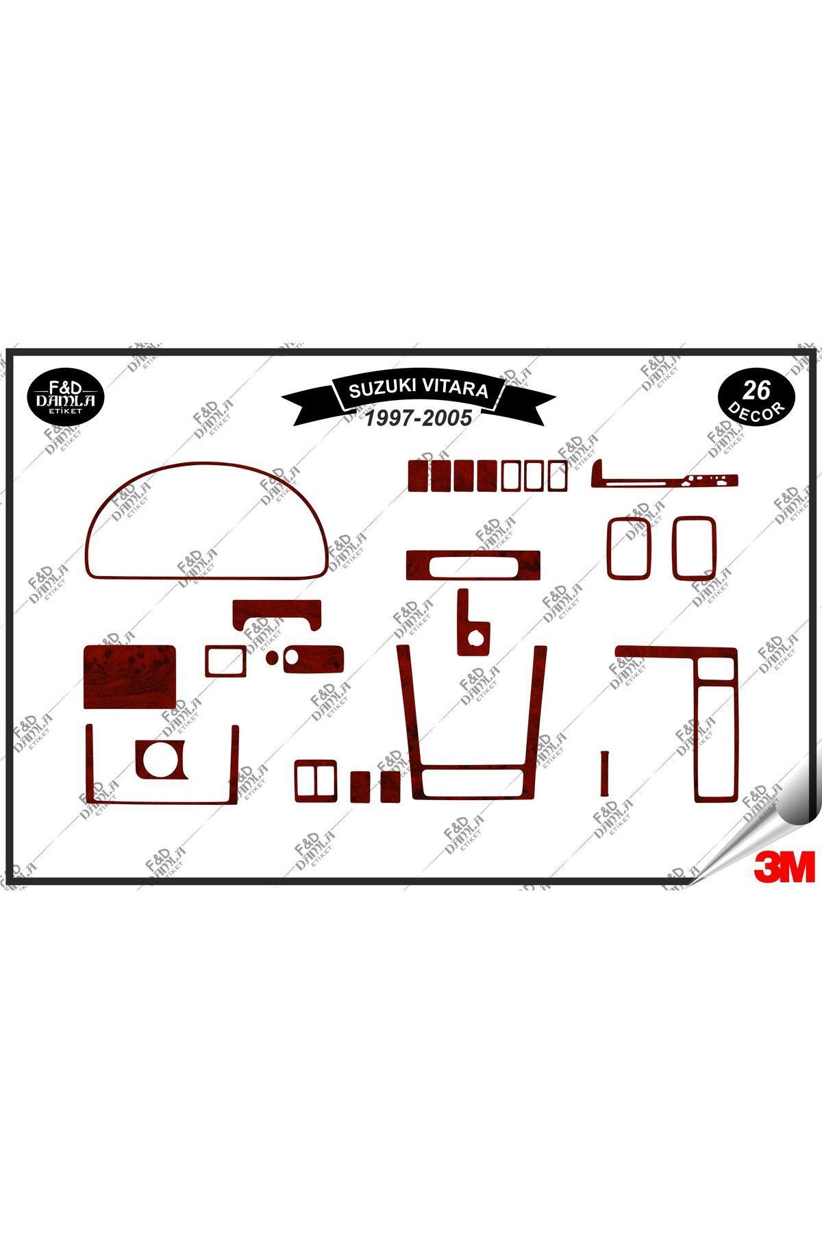 

Suzuki Vitara 1997-2005 Torpido Konsol Trim Göğüs Maun Kaplama Set 26 Parça Maun