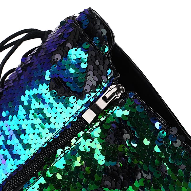 Módní dámské nové špičaté evropské a americké noční kluby flitry nízký podpatek šněrovací velká velikost vysoké nad koleno dlouhé martini boty