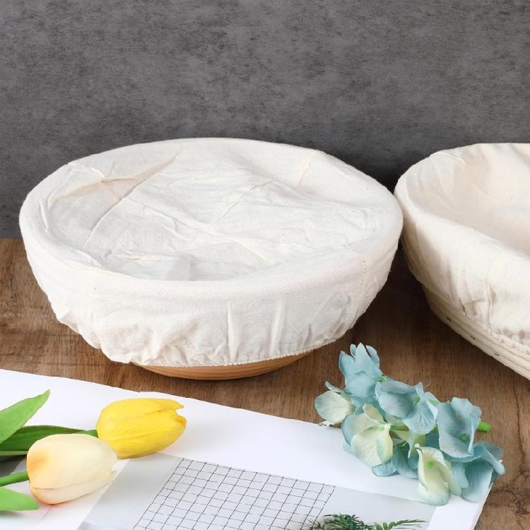 Cotton Linen Bread Bowl Covers Pack of 4 Washable Cotton Fabric Lid for Proofing Dough and Kitchen Organization