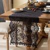 French Lace Table Runner Hollow Tassel Fringe Placemat Elegant Decorative Tablecloth Romantic Wedding Party Dining Table Dresser Buffet Decor