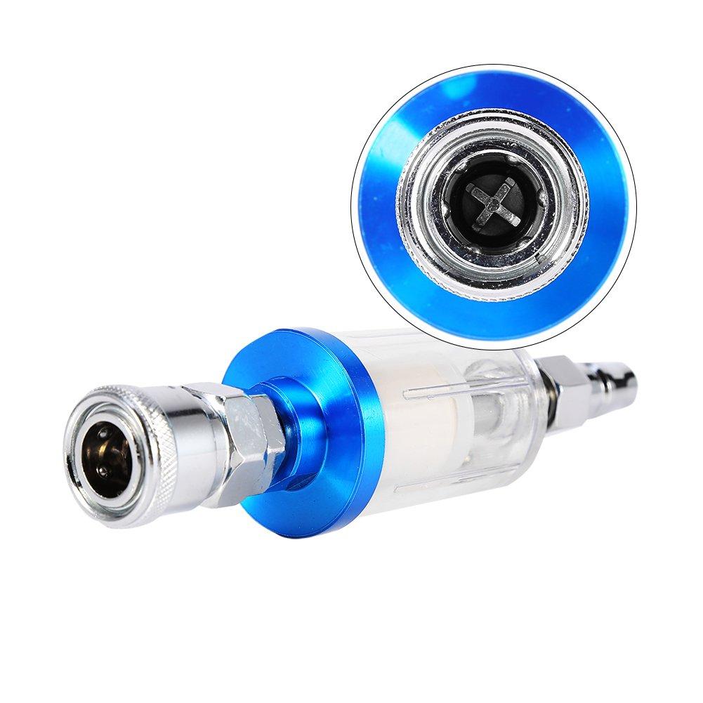 Mini Air Filter, Qiilu Gun Airline Filter Trap Clear Painting Moisture Separator, Male and Female Ada