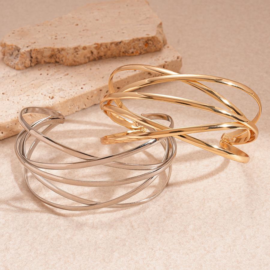 European and American Metal Sense Geometric Cross Multi-layer Opening Bracelet Simple Niche Personality Unique Jewelry